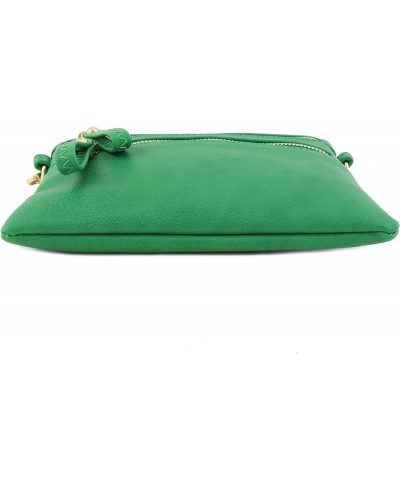 Multi Zipper Pocket Small Wristlet Crossbody Bag Kelly Green $12.16 Crossbody Bags