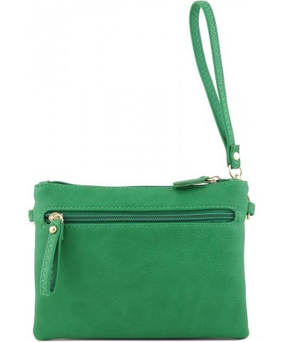 Multi Zipper Pocket Small Wristlet Crossbody Bag Kelly Green $12.16 Crossbody Bags