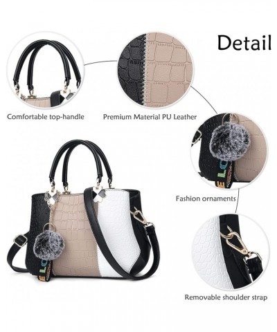 Women Handbags Fashion Bag Color Matching Shoulder Bag Casual Travel PU Leather Black $29.41 Shoulder Bags