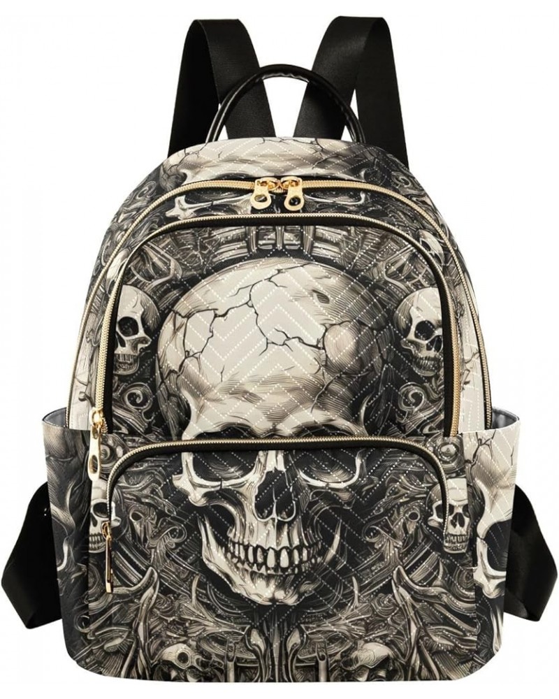 Women's Medium Fashion Backpack Vintage Gothic Skull Print Ladies Travel Daypack Aesthetic Shoulder Bag 11.4×6.1×14.1 IN $15....