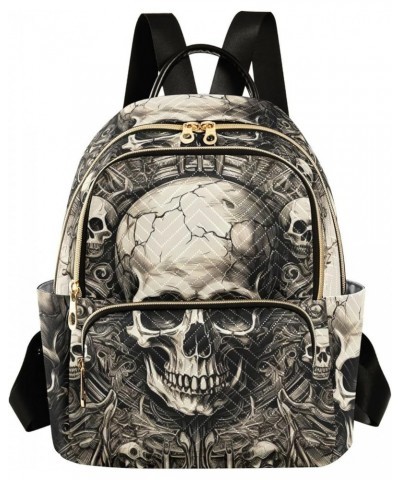 Women's Medium Fashion Backpack Vintage Gothic Skull Print Ladies Travel Daypack Aesthetic Shoulder Bag 11.4×6.1×14.1 IN $15....