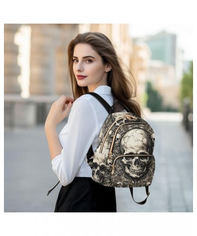 Women's Medium Fashion Backpack Vintage Gothic Skull Print Ladies Travel Daypack Aesthetic Shoulder Bag 11.4×6.1×14.1 IN $15....