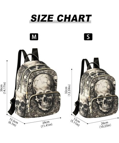 Women's Medium Fashion Backpack Vintage Gothic Skull Print Ladies Travel Daypack Aesthetic Shoulder Bag 11.4×6.1×14.1 IN $15....