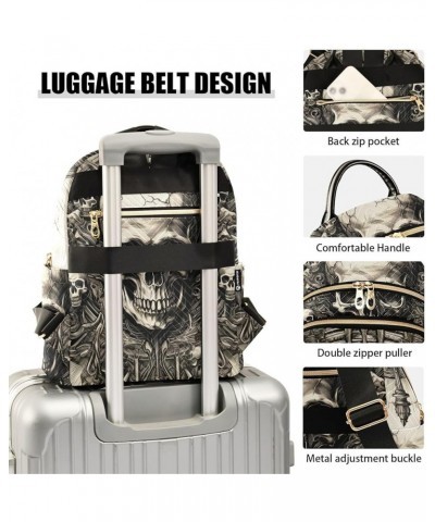 Women's Medium Fashion Backpack Vintage Gothic Skull Print Ladies Travel Daypack Aesthetic Shoulder Bag 11.4×6.1×14.1 IN $15....