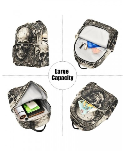 Women's Medium Fashion Backpack Vintage Gothic Skull Print Ladies Travel Daypack Aesthetic Shoulder Bag 11.4×6.1×14.1 IN $15....