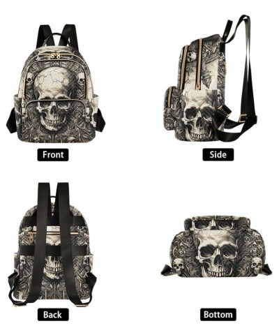 Women's Medium Fashion Backpack Vintage Gothic Skull Print Ladies Travel Daypack Aesthetic Shoulder Bag 11.4×6.1×14.1 IN $15....