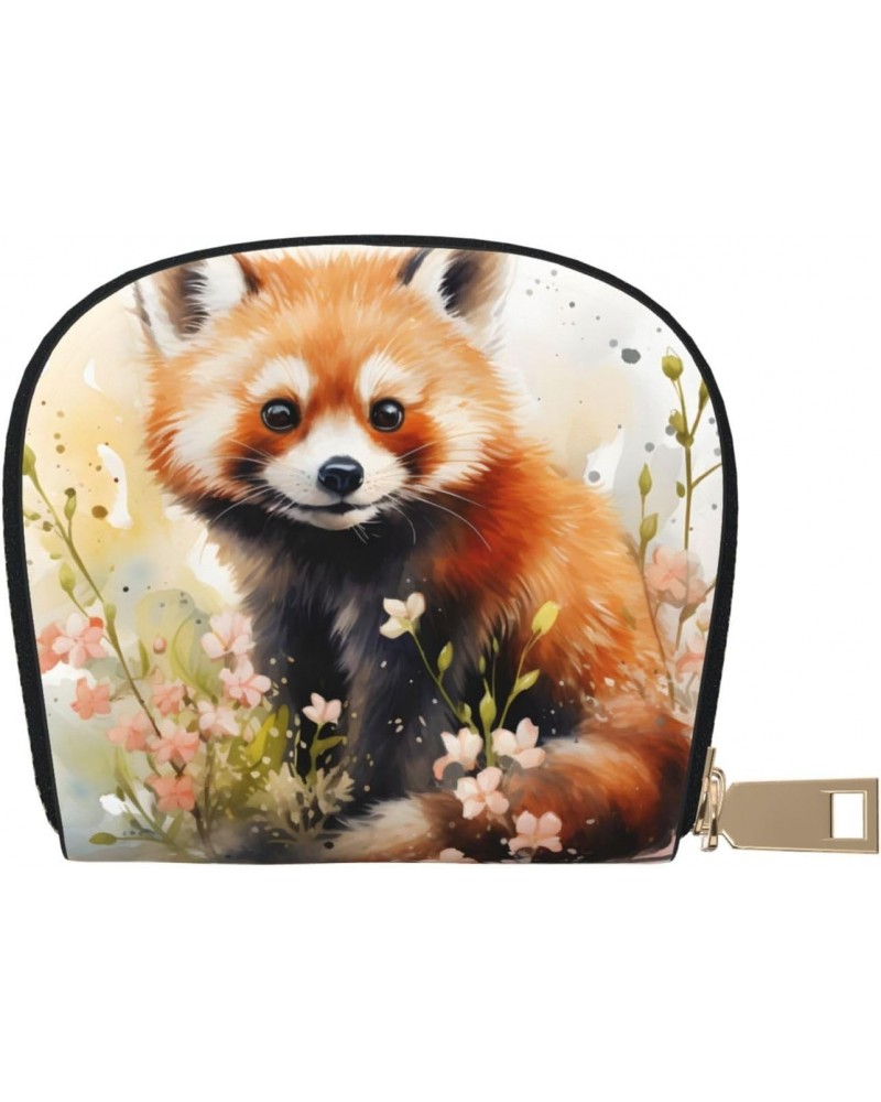 Small Wallets Woman Credit Card Holder For Women Coin Purse Leather Card Wallet (Red Panda) $10.34 Wallets