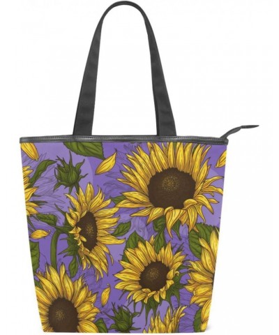 Purple Sunflower The Tote Bag for Women Big Capacity Women's Shoulder Handbags Canvas Shopping Dating Bag $10.58 Totes