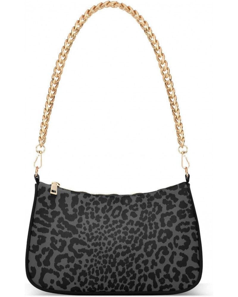 Shoulder Bag for Women Purse Clutch Dark Gray Leopard Cheetah Print Chain Shoulder Tote Handbag with Zipper Closure(238ri4b) ...