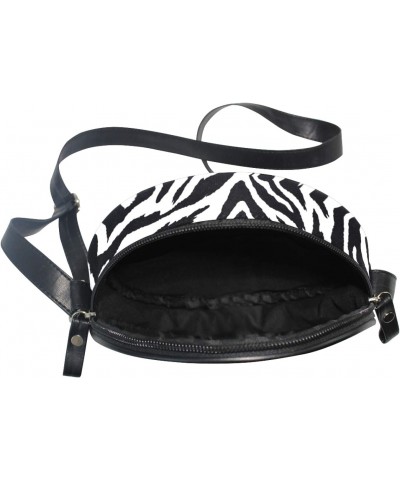 Animal Zebra Print Black White Skin Crossbody Bag Small Canvas Shoulder Round Bag for Women $11.01 Shoulder Bags