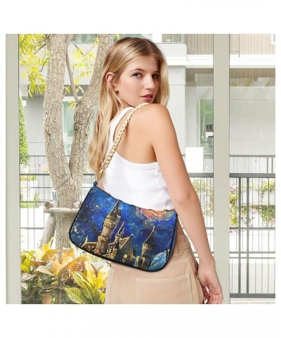 White Couple Llamas on Green Women's Purse Hobo Tote Bags Women's Designer Handbag Evening Shoulder Bags Painting Starry Sky ...