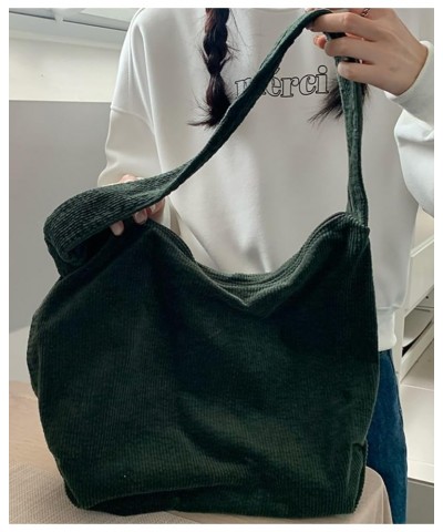 Corduroy Tote Bag for Women Canvas Shoulder Handbags Cute Large Purse 011-dark Green 02 $11.04 Crossbody Bags