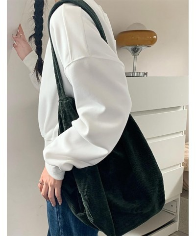 Corduroy Tote Bag for Women Canvas Shoulder Handbags Cute Large Purse 011-dark Green 02 $11.04 Crossbody Bags