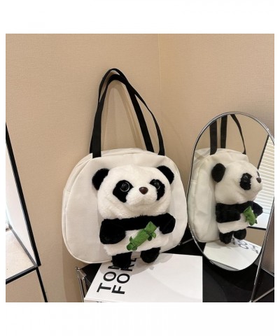 Cute Panda Canvas Bag Cartoon Shoulder Bag Multifunctional Handbag Cartoon Plush Doll Bag,Large Capacity, White, Black White ...