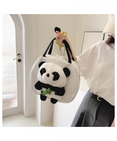 Cute Panda Canvas Bag Cartoon Shoulder Bag Multifunctional Handbag Cartoon Plush Doll Bag,Large Capacity, White, Black White ...