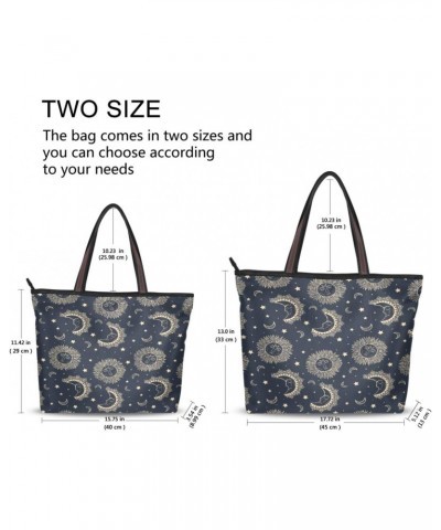 Womens Tote Bag, Boho Vintage Sun Moon and Star Ladies Zip Shoulder Handbags $10.56 Shoulder Bags