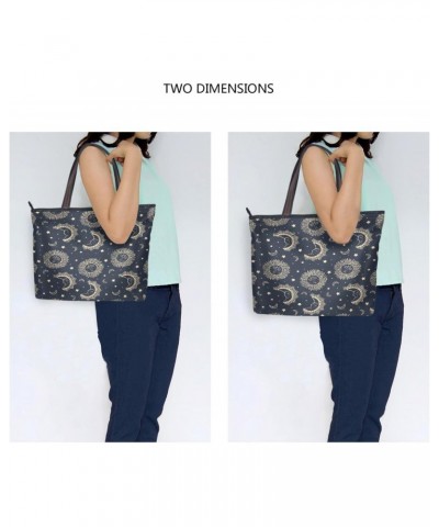 Womens Tote Bag, Boho Vintage Sun Moon and Star Ladies Zip Shoulder Handbags $10.56 Shoulder Bags