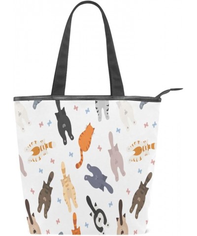 Canvas Tote Bag for Women with Zipper Pocket,Canvas Tote Purse Gym Tote Bag Shopping Tote Bag Cat 2 $13.25 Totes