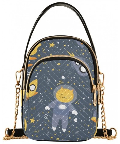 Spaceship Cats Space Crossbody Bag for Women Cell Phone Purse Wallet with Removable Chain Shoulder Handbag for Travel Phone W...