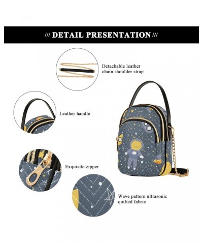 Spaceship Cats Space Crossbody Bag for Women Cell Phone Purse Wallet with Removable Chain Shoulder Handbag for Travel Phone W...