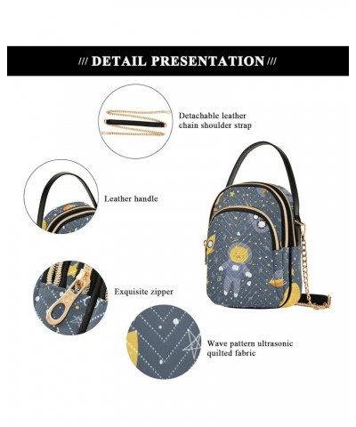 Spaceship Cats Space Crossbody Bag for Women Cell Phone Purse Wallet with Removable Chain Shoulder Handbag for Travel Phone W...