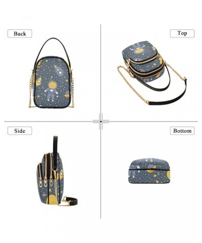 Spaceship Cats Space Crossbody Bag for Women Cell Phone Purse Wallet with Removable Chain Shoulder Handbag for Travel Phone W...