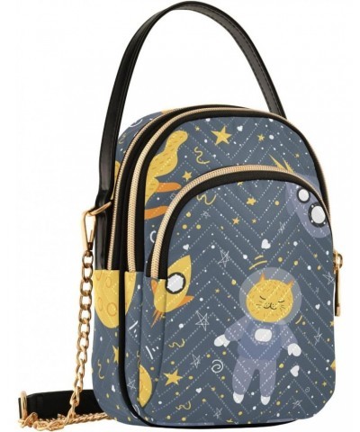 Spaceship Cats Space Crossbody Bag for Women Cell Phone Purse Wallet with Removable Chain Shoulder Handbag for Travel Phone W...