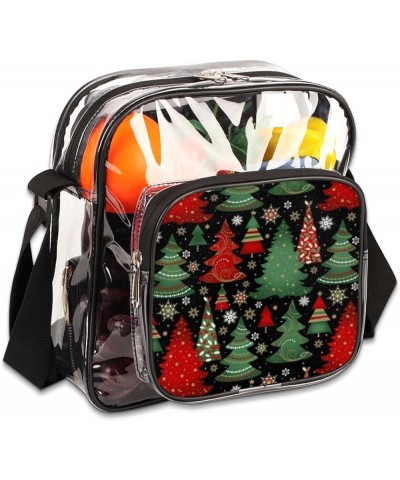 Christmas Snowflake Tree Stadium-Approved Clear Crossbody Bag Christmas Tree Red Green $13.22 Crossbody Bags