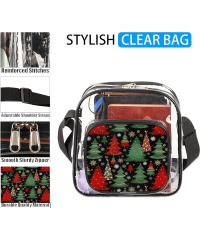 Christmas Snowflake Tree Stadium-Approved Clear Crossbody Bag Christmas Tree Red Green $13.22 Crossbody Bags