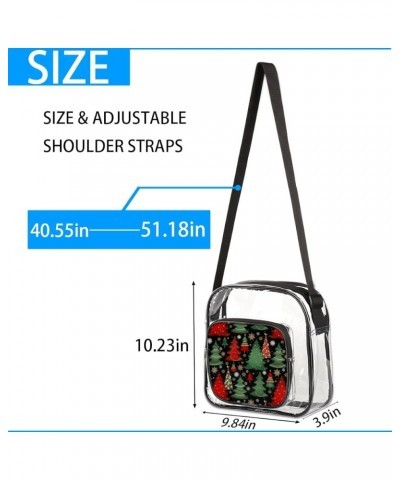 Christmas Snowflake Tree Stadium-Approved Clear Crossbody Bag Christmas Tree Red Green $13.22 Crossbody Bags