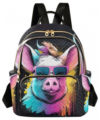 Colorful Cool Pig Backpack for Women Shoulder Bag Casual Daypack Lightweight Travel Purse Small Backpacks for Work Outdoor La...