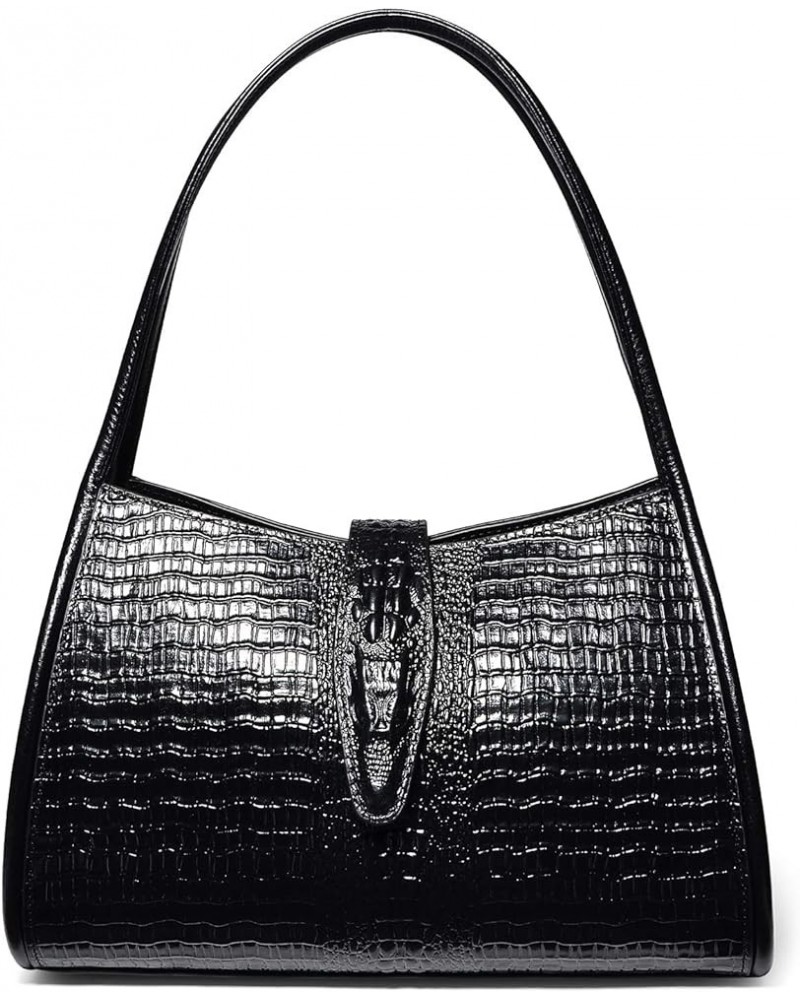 Designer Shoulder Purses Crocodile Handbags for Women Leather Hobo Shoulder Bags Black $100.99 Hobo Bags