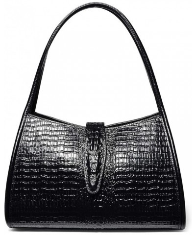 Designer Shoulder Purses Crocodile Handbags for Women Leather Hobo Shoulder Bags Black $100.99 Hobo Bags