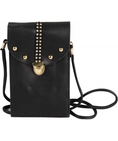 Lightweight Faux Leather Cross Body Cell Phone Pouch Shoulder Bag with Straps Black $16.08 Crossbody Bags