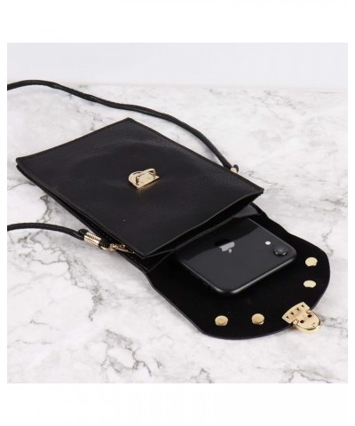 Lightweight Faux Leather Cross Body Cell Phone Pouch Shoulder Bag with Straps Black $16.08 Crossbody Bags