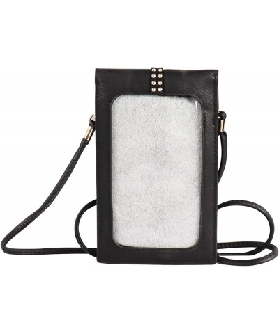 Lightweight Faux Leather Cross Body Cell Phone Pouch Shoulder Bag with Straps Black $16.08 Crossbody Bags