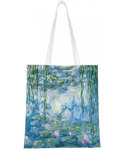 Canvas Tote Bag Reusable Grocery Shopping Bag for Women Water Lilies $9.35 Totes