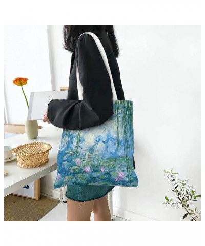 Canvas Tote Bag Reusable Grocery Shopping Bag for Women Water Lilies $9.35 Totes