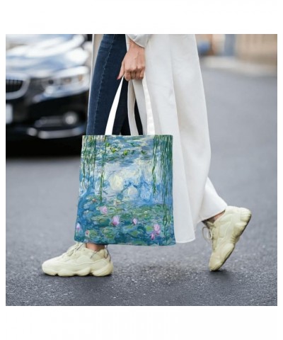 Canvas Tote Bag Reusable Grocery Shopping Bag for Women Water Lilies $9.35 Totes