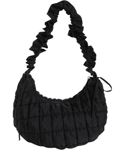 Women Large Puffy Tote Bag Quilted Down Cotton Padding Shoulder Bag Winter Warm Lightweight Handbag with Zip A02-black $31.19...