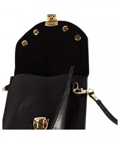 Lightweight Faux Leather Cross Body Cell Phone Pouch Shoulder Bag with Straps Black $16.08 Crossbody Bags