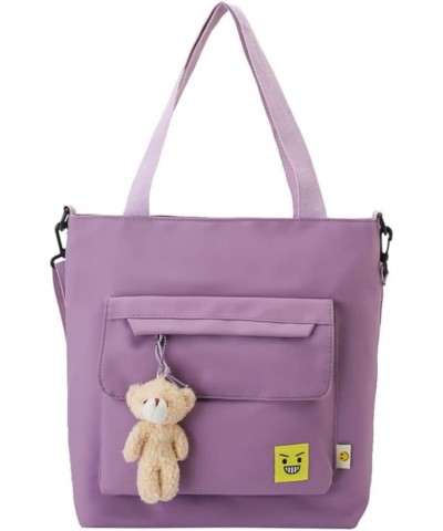 Women's Nylon Totes Bag Purse Crossbody Shoulder Handbags Large Shopping Bag Hobo bags with Bear Pendant Purple $13.91 Totes