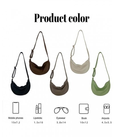 Crescent Small Crossbody Bags for Women Trendy Soft Leather Hobo Sling Shoulder Bag Purse Dumpling Bag Casual Handbag Khaki $...