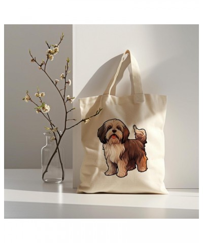 Lhasa Apso Cotton Tote Bag for Women Men Casual Tote Bag Cloth Canvas Shopping Bags with Handles Cute Bags Everyday Use 15" x...