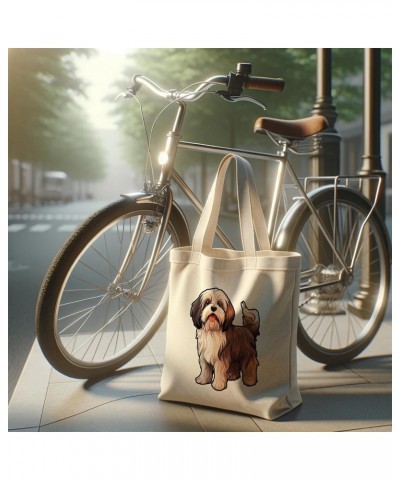 Lhasa Apso Cotton Tote Bag for Women Men Casual Tote Bag Cloth Canvas Shopping Bags with Handles Cute Bags Everyday Use 15" x...