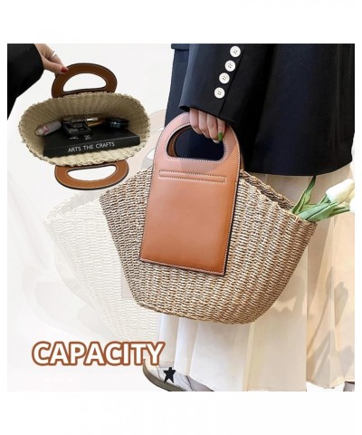 Straw Beach Bag Women's Tote for Poolside Pool Bags Vacation Essentials Brown $23.84 Totes