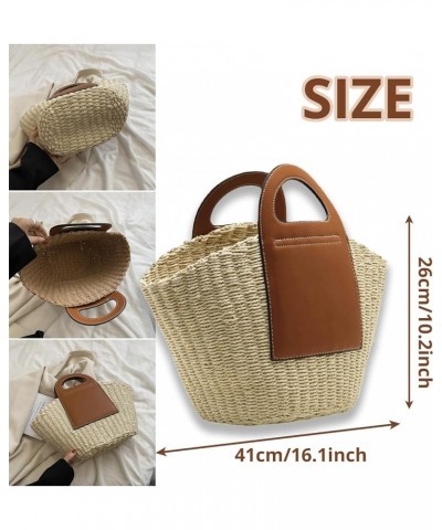 Straw Beach Bag Women's Tote for Poolside Pool Bags Vacation Essentials Brown $23.84 Totes