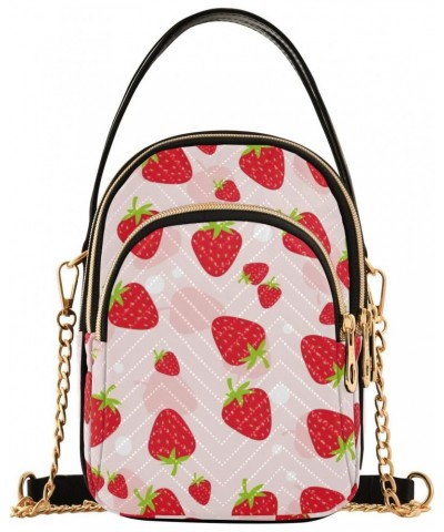 Strawberry 00x Small Crossbody Handbag for Women Mini Over Shoulder Purse with Three Zippered Pockets Durable Holder Wallet f...