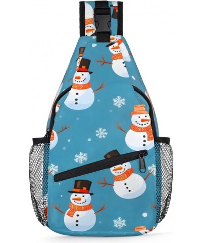 Fun Christmas Snowman Pattern Sling Bag for Women Crossbody Backpack Purse Shoulder Casual Daypack Cross Body Bags for Travel...