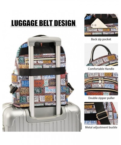 Old License Plates Museum on Bricks Casual Fashion Polyester Travel Rucksack Shoulder Bag Color Medium $17.76 Backpacks